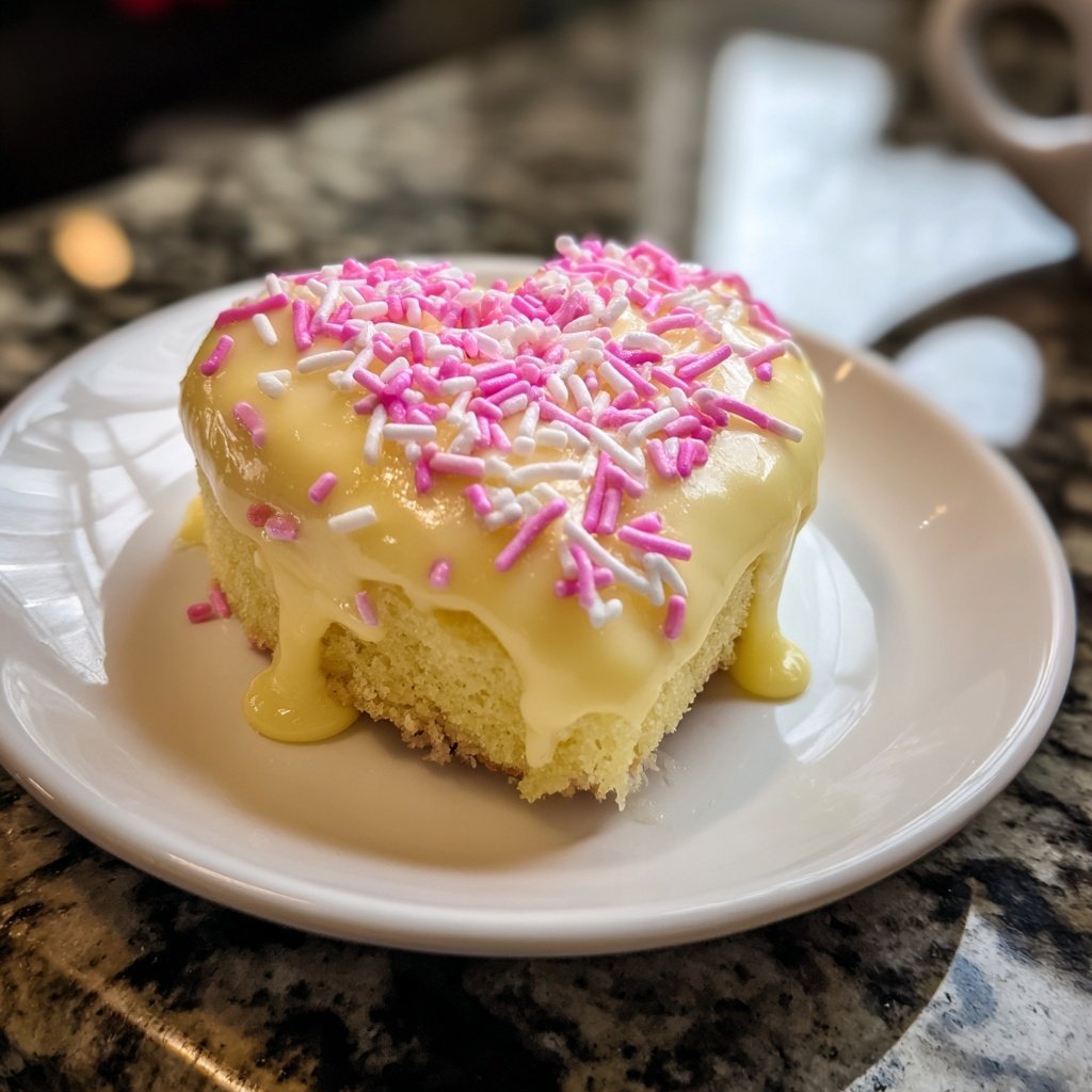 Mini Heart Cake with Lemon Frosting