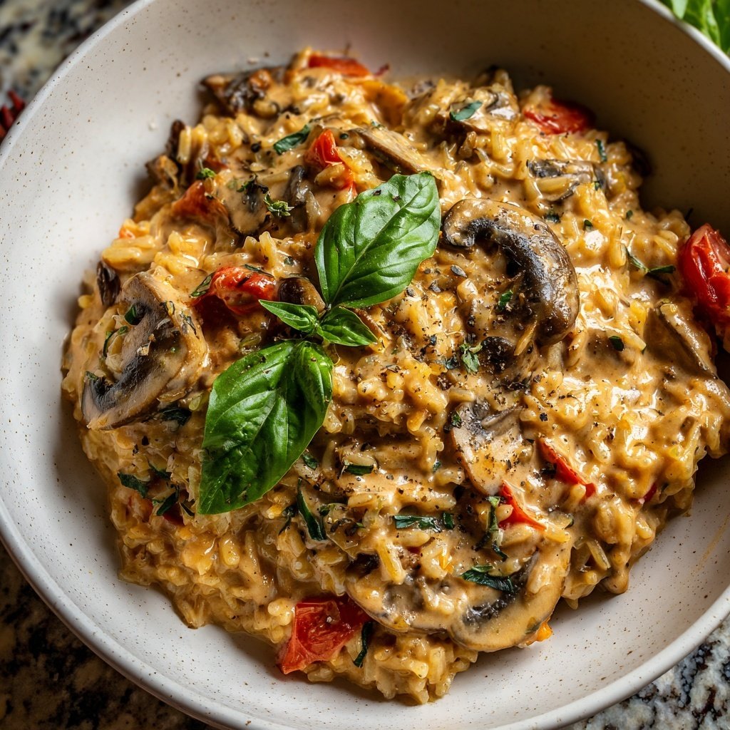 Creamy Mushroom Tomato Rice