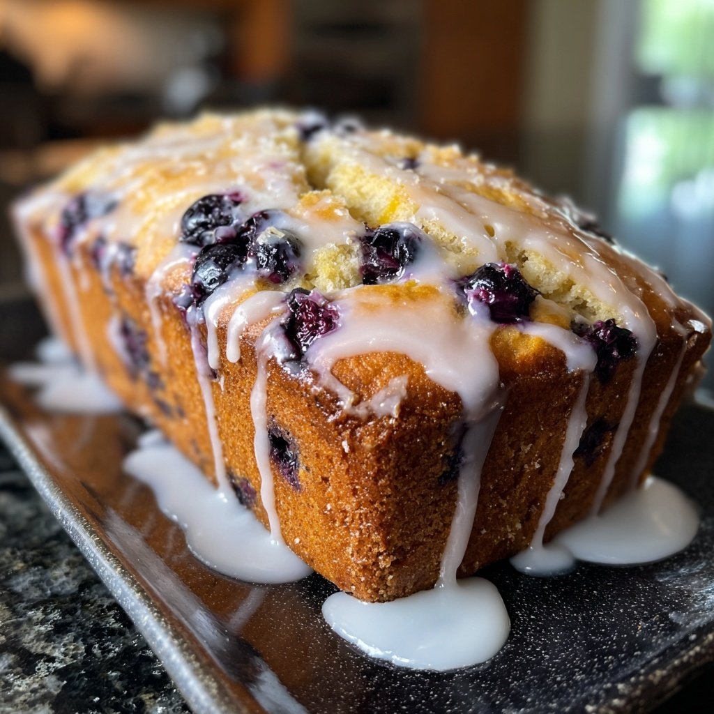 Blueberry Lemon Loaf With Glaze