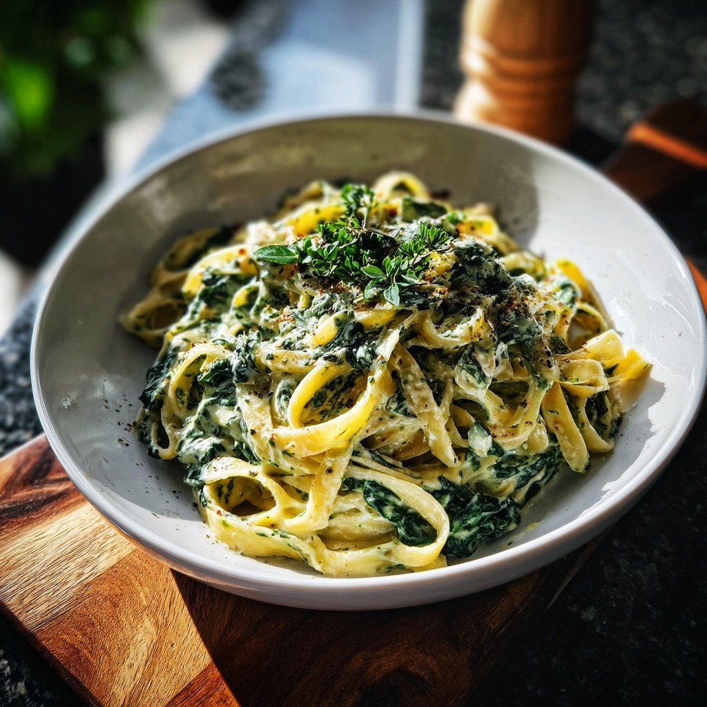 Creamy Spinach Garlic Pasta