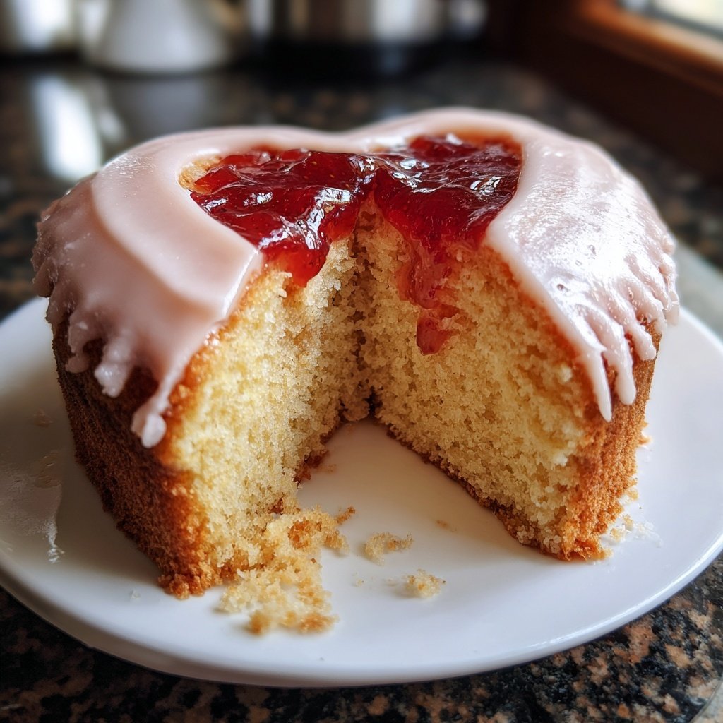 Mini Heart Cake with Strawberry Jam Center
