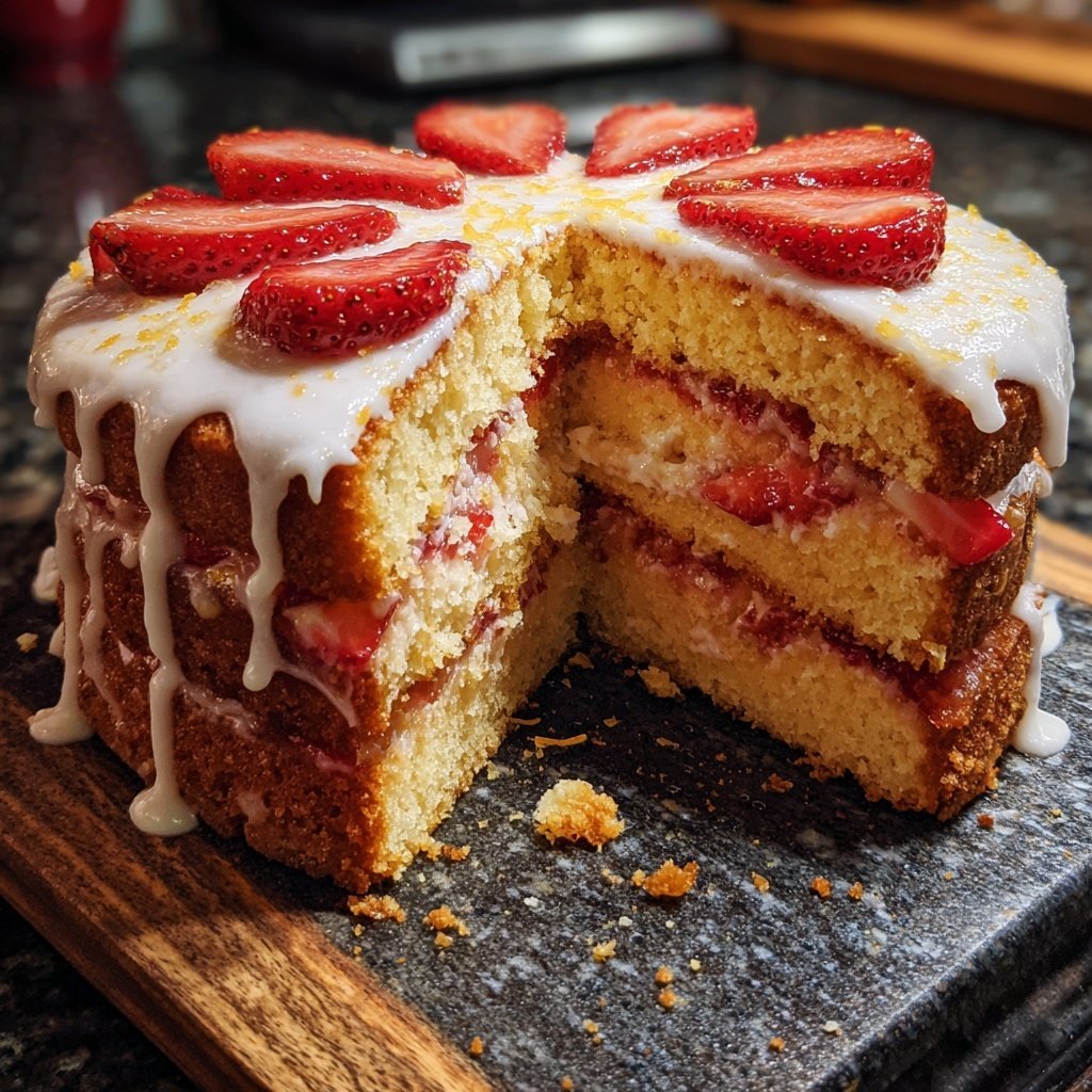 Spring Lemon Strawberry Cake