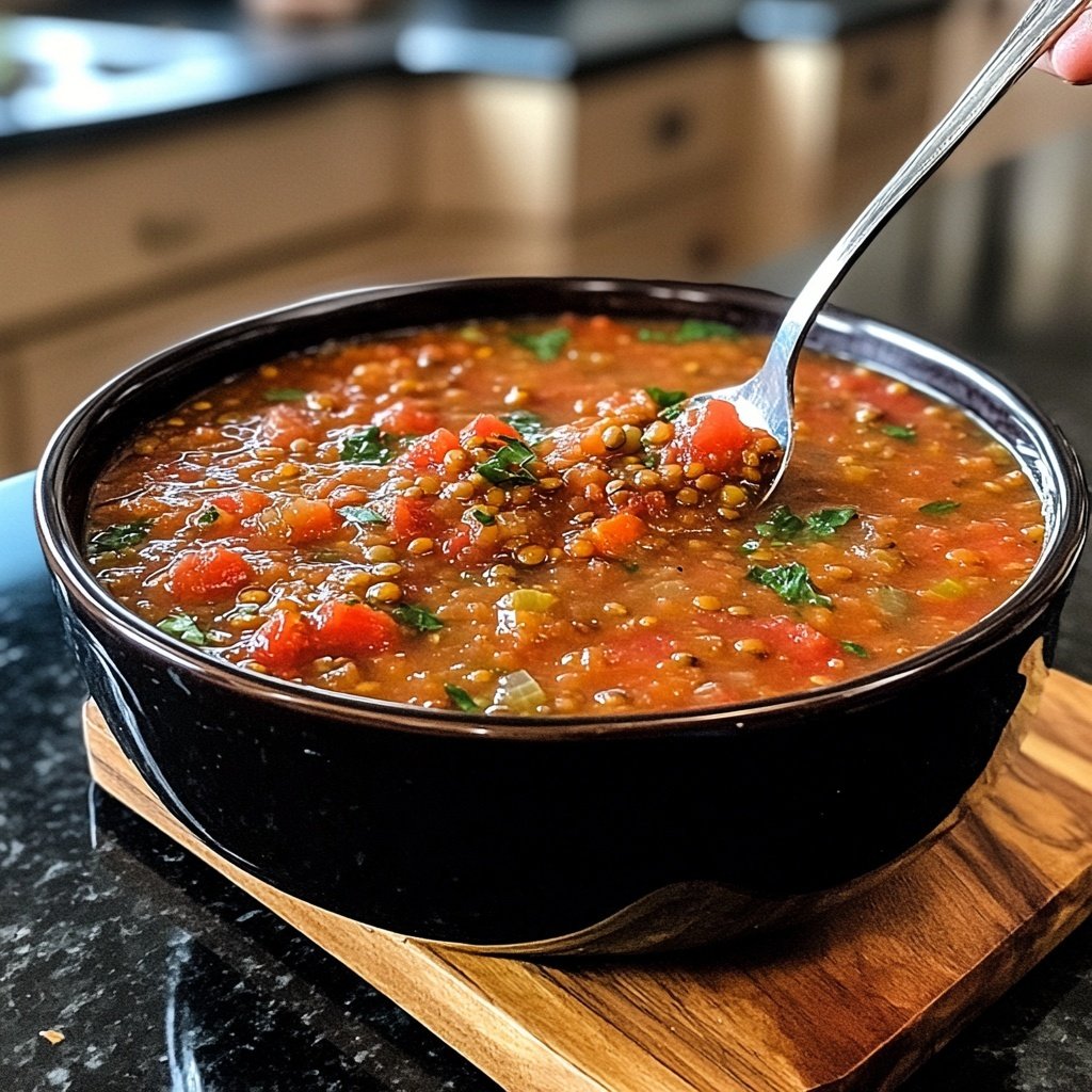 Healthy Crockpot Tomato Lentil Soup
