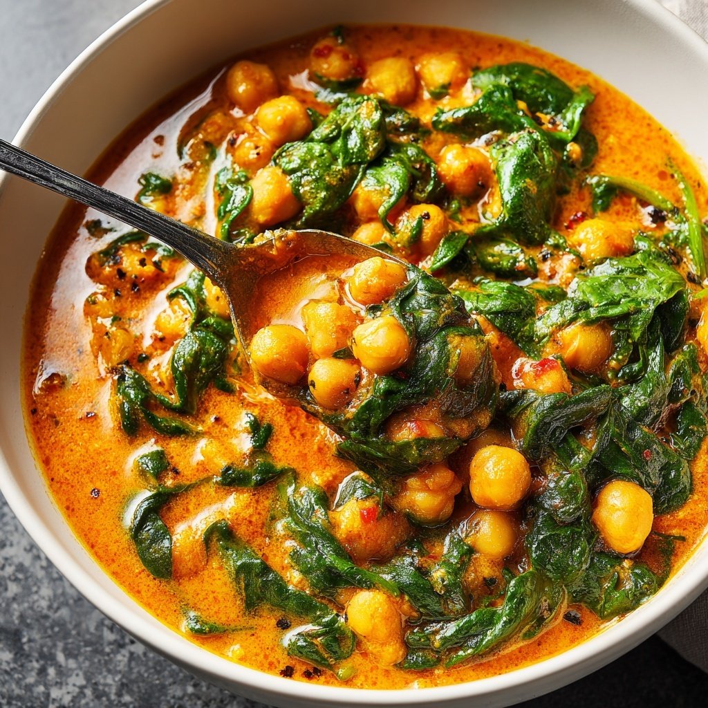 Healthy Dinner Chickpea Spinach Curry