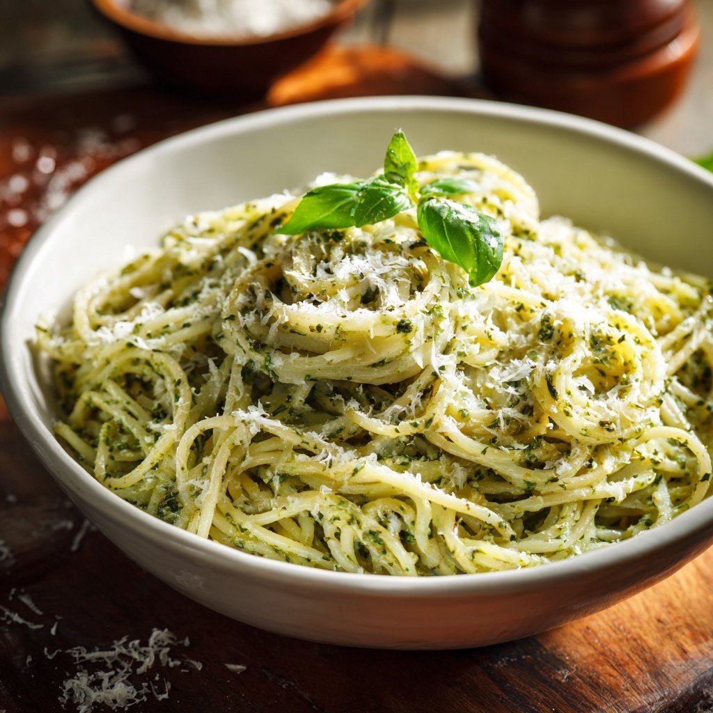 Angel Hair Pasta With Creamy Pesto